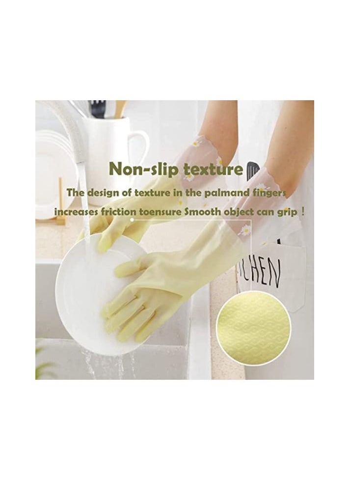 SYOSI - Cleaning Gloves 3Pairs, Large Reusable Rubber Gloves Non-Slip, Long Sleeves for Laundry Kitchen Gardening Waterproof Household, Kitchen Cleaning Food Handling, Painting, Pet Care - Image 1
