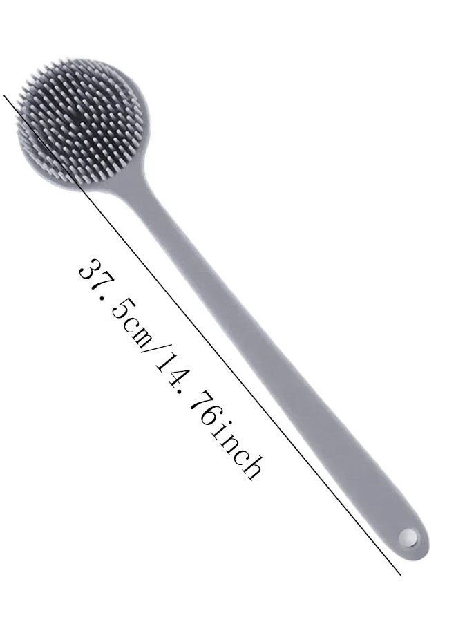 Back Scrubber Body Brush for Shower,Soft Silicone Bath Body Brush with Long Handle Double Sided Brush for Men Women Shower Exfoliating and Massage Grey - Image 5
