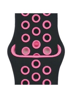 Generic Suitable For Apple Two-color Silicone Nike Strap Nike Hole Apple Iwatch Breathable Sports Watch Strap-Color:7 Black + Rose Red-Specifications:38/40/41mm-S  - Image 1