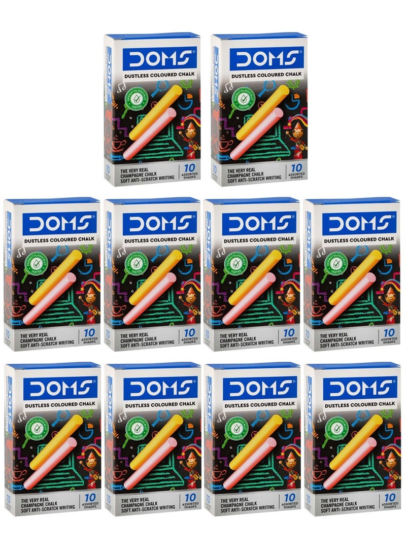 DOMS 10-Piece Dustless Chalk Multicolour  - Image 1