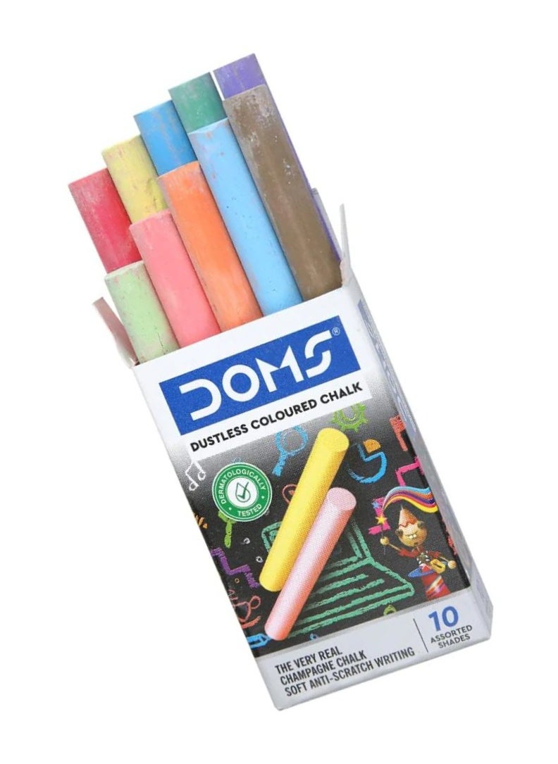 DOMS 10-Piece Dustless Chalk Multicolour  - Image 2