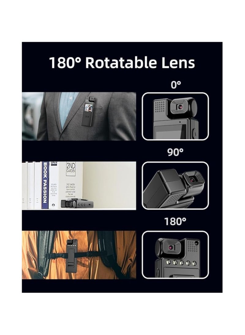 Generic Mini Body Camera 1080P Portable Wearable Pocket Video Recorder with 180° Rotatable Lens, 1.3" LCD, Night Vision – Ideal for Security Guards and Law Enforcement  - Image 2