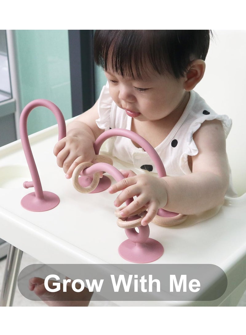 Parent-Child Interactive Silicone Baby Toy Set - Suction Cups Education Teething Toys for Infant Toddler Ages 6M+, BPA Free (Pink) - Image 5