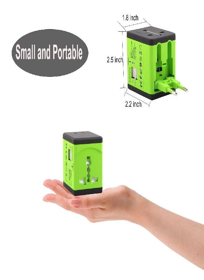 AllEasy International Power Adapter, AllEasy Universal Power Adapter with 2.1A Dual USB Ports for UK, EU, AU, Asia Covers 150+Countries (Green)  - Image 3