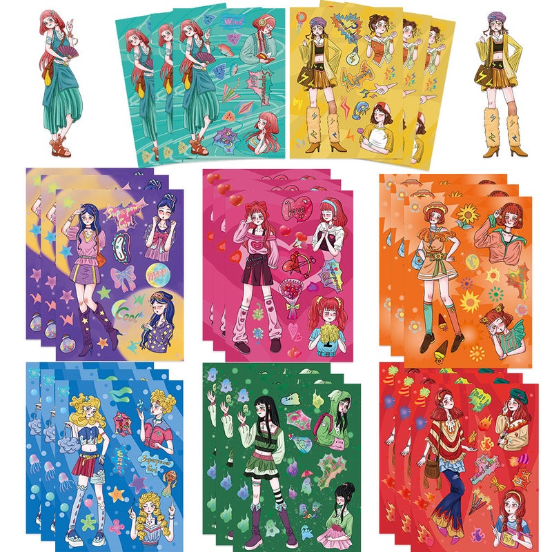 Korean Cartoon Collage Cute Girl Phone Case Stickers Set 8ZD075 Super Girl (default 8 sheets/bag)