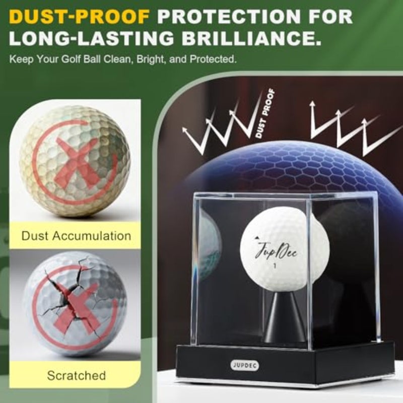 Display Case, Clear Acrylic Single Golf Holder with Durable Base, Dustproof Cube Showcase with Black Velvet Interior, Ideal Gift for Sports Memorabilia Fans and Collectors - Image 3