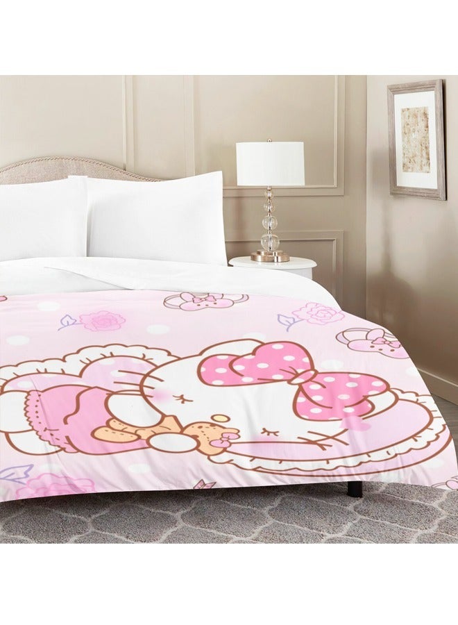 Cartoon Sanrio Hello Kitty pattern bedding three-piece set with soft microfiber polyester sheets including cover and two pillowcases (size 150cmX200cm)  - Image 3