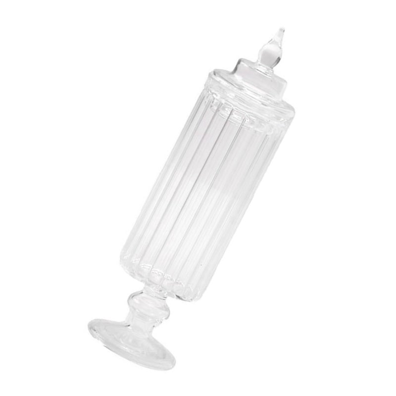 Miniature Dollhouse Glass Candy Jar With Lid Smooth Surface Home Decor - Image 2