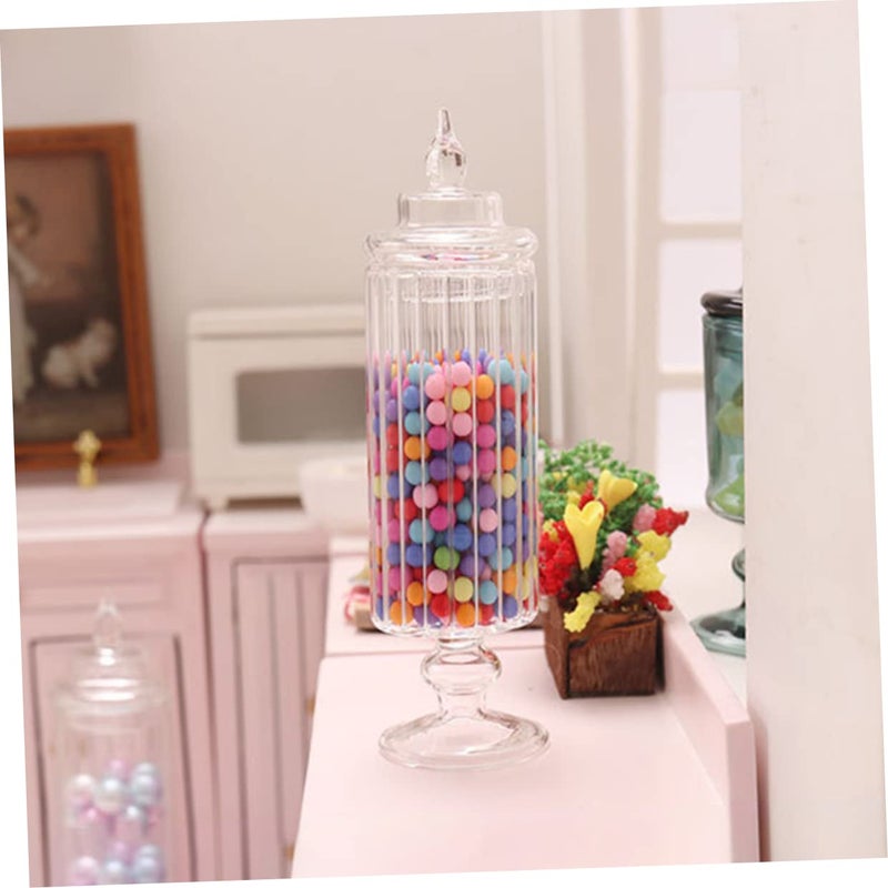 Miniature Dollhouse Glass Candy Jar With Lid Smooth Surface Home Decor - Image 5