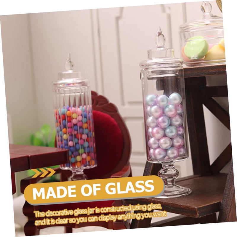 Miniature Dollhouse Glass Candy Jar With Lid Smooth Surface Home Decor - Image 3