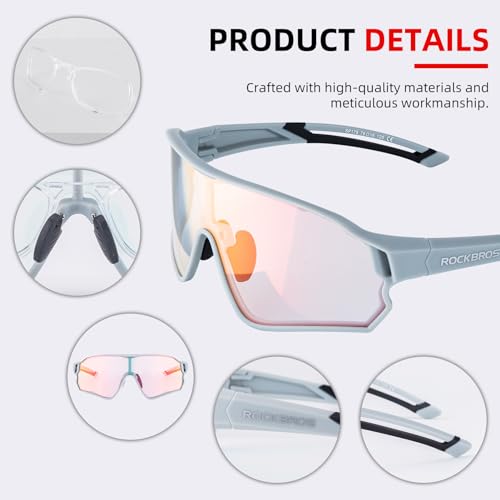 ROCKBROS Photochromic Sunglasses for Men Cycling Sunglasses Sports Bike Glasses - Image 4