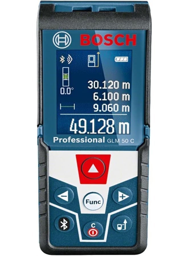 بوش بروفيشنال GLM 50 C جهاز قياس المسافات بالليزر الرقمي مدى 50 متر مع بلوتوث وشاشة ملونة وقياس المساحة والحجم والقياس غير المباشر - Image 2