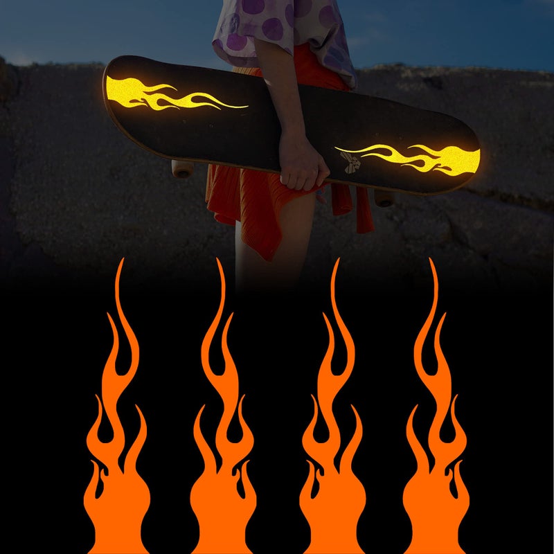 TOMALL 4 Pcs 78 Flame Reflective Sticker for Car Vinyl Racing Sports Flame Stripe Decal for Golf Cart OffRoad Vehicles Motorcycles Bike Skateboard Laptop DIY Decoration Orange