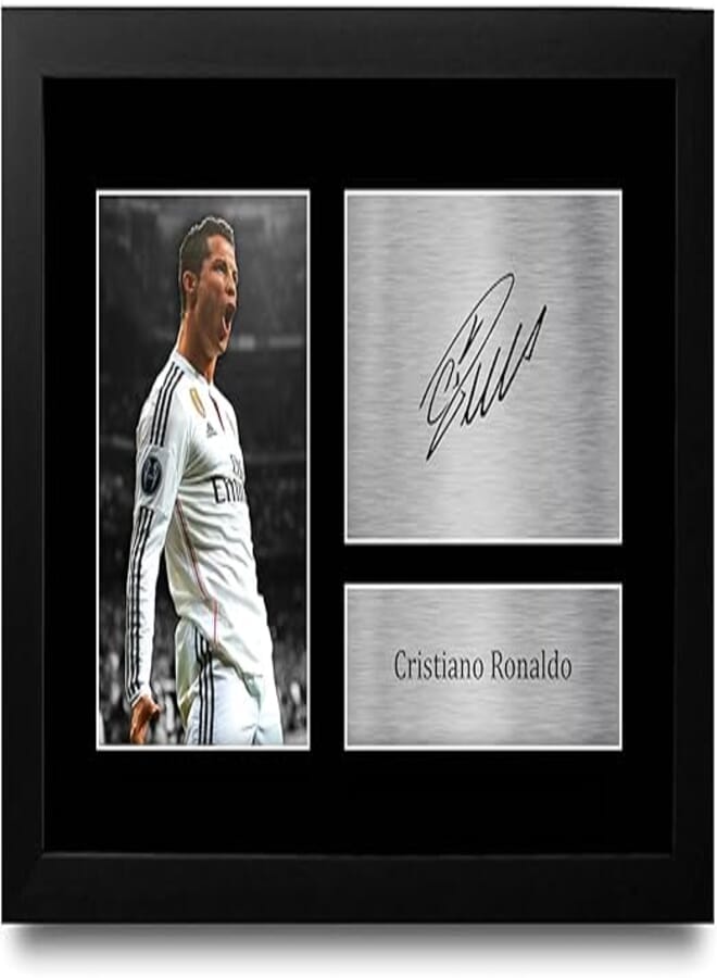 HWC Trading Cristiano Ronaldo Real Madrid Gifts Printed Signed Autograph Picture for Football Fans and Supporters - A4 Framed 