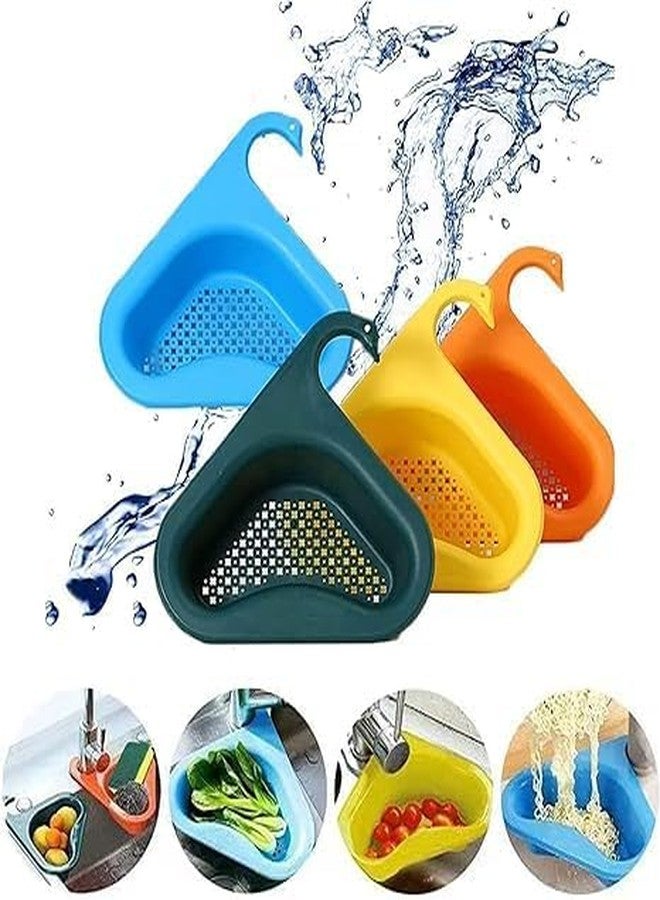 HEVIR Multi-Functional Swan Shape Kitchen Sink Drain Basket - Hanging Filtering Draining Rack, Plastic Organizer, Corner Dish Drying Rack for Washing Vegetables & Fruits, Fits All Sinks (2 Pcs) - Image 1