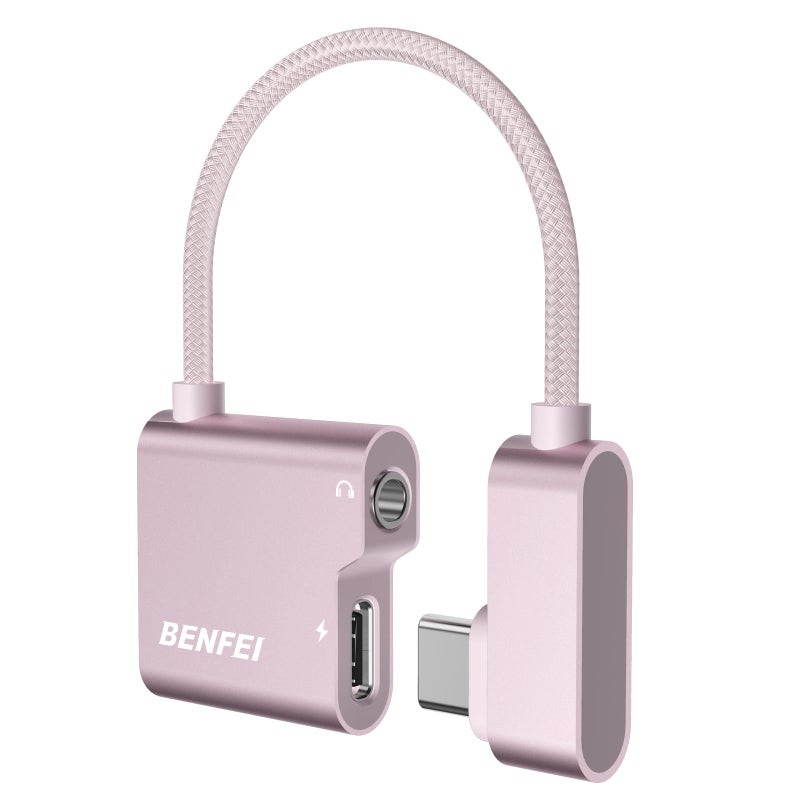 BENFEI USB C to Audio Jack Adapter with 60W Fast Charging, USB-C to 3.5mm Female Headphone Compatible with iPhone 16/15 Pro Max/Pro, Samsung Galaxy S24/S23/S22/S21 Ultra, iPad Pro, Pixel 8 Pink - Image 1
