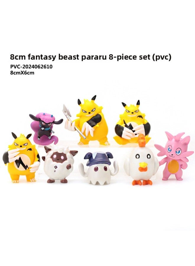 Hand-held 8 Magic Beast Palu Hand-held Trick-or-Treat Cat Cotton Yoyo Doll Doll Toy Model Ornaments Game Week-Color:8cm Fantasy Beast Pararu 8-piece Set (pvc) - Image 1
