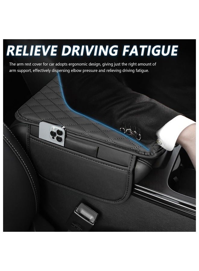 Stacool Upgraded Car Center Console Cover,Microfiber Leather Car Armrest Cover Cushion with 2 Storage Bags,Car Armrest Storage Box Car Interior Accessories for Most Vehicles (Black) - Image 4