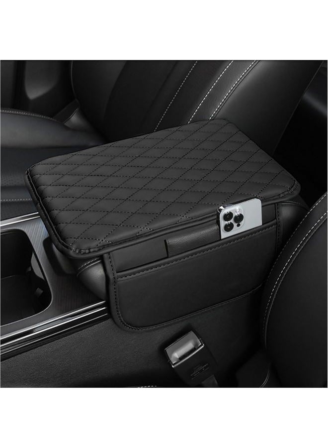Stacool Upgraded Car Center Console Cover,Microfiber Leather Car Armrest Cover Cushion with 2 Storage Bags,Car Armrest Storage Box Car Interior Accessories for Most Vehicles (Black) - Image 1