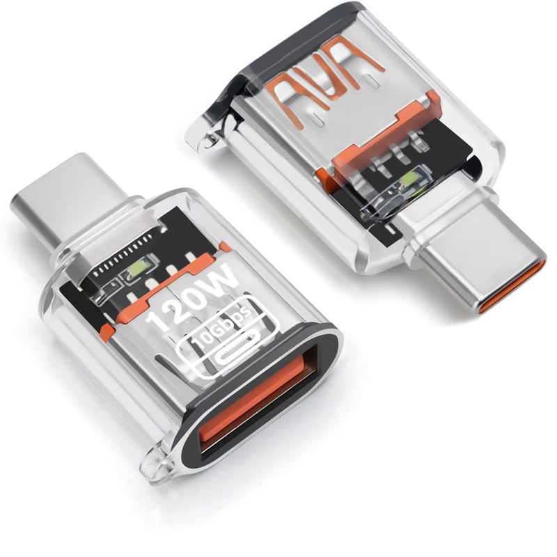 Tobo USB C Adapter (1 Packs), USB Type C Male to USB A 3.2 Female Converter, Thunderbolt 3 to USB Female OTG Adapter for Phone 16/15 Series, MaBook, Samung (Transparent) TD-1445CC - Image 1