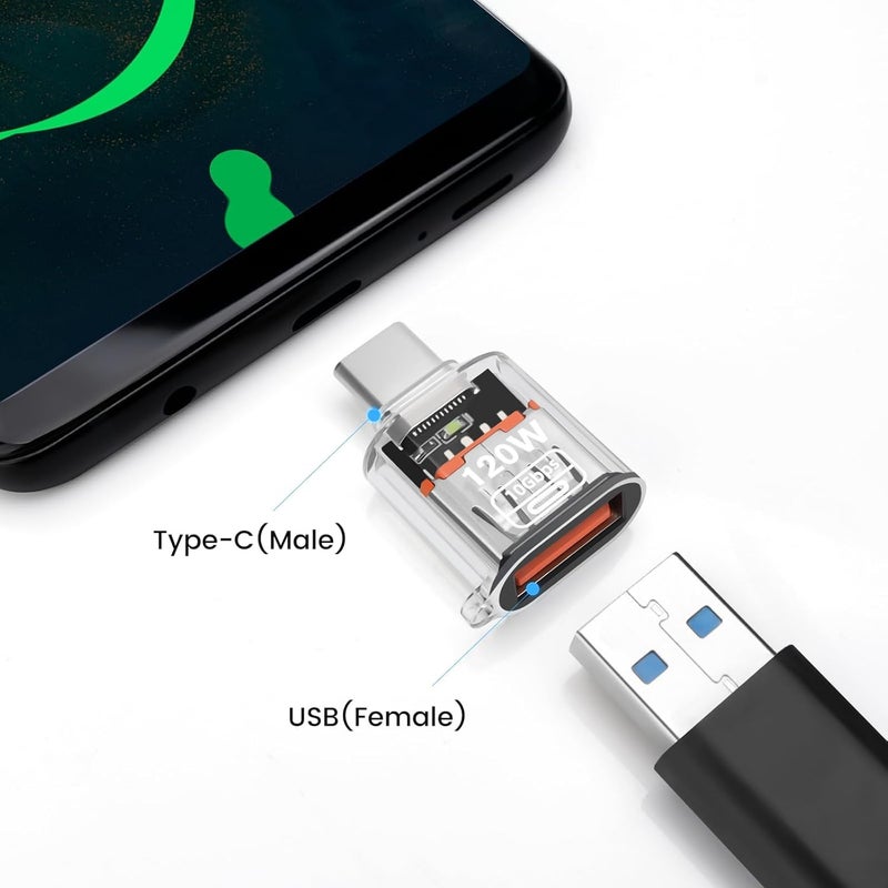 Tobo USB C Adapter (1 Packs), USB Type C Male to USB A 3.2 Female Converter, Thunderbolt 3 to USB Female OTG Adapter for Phone 16/15 Series, MaBook, Samung (Transparent) TD-1445CC - Image 2