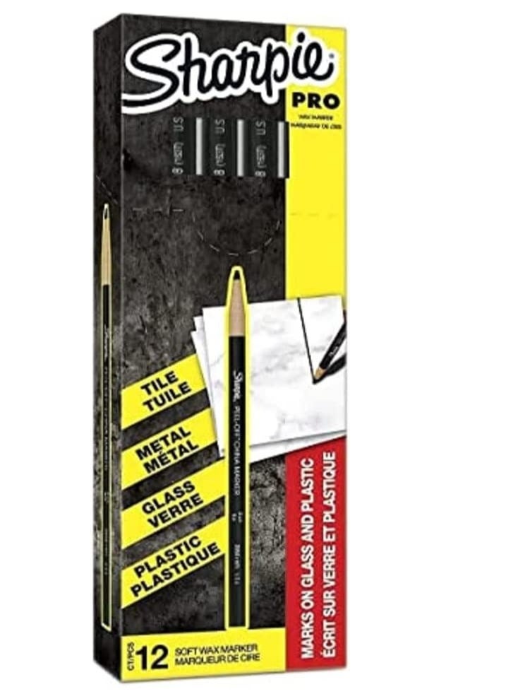 Sharpie Sharpie 12-Piece Peel Off China Marker Black 
