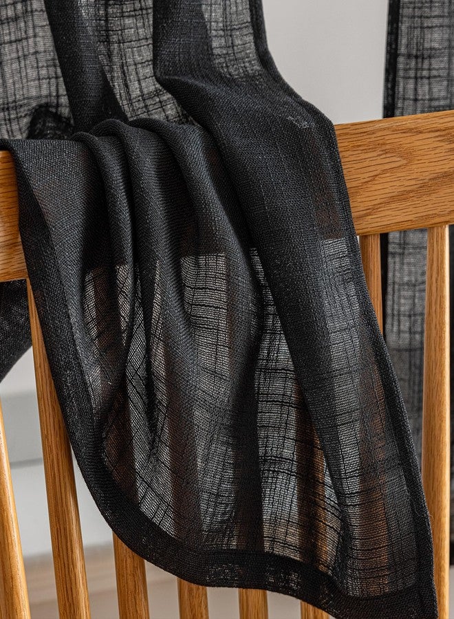 BD BEDA HOME Tassel Linen Textured Swag Curtain Valance for Farmhouses’ Kitchen; Light Filtering Rustic Short Swag Topper for Small Windows Bedroom Privacy Added Rod Pocket Design (Black 36x36-2PCs) - Image 5