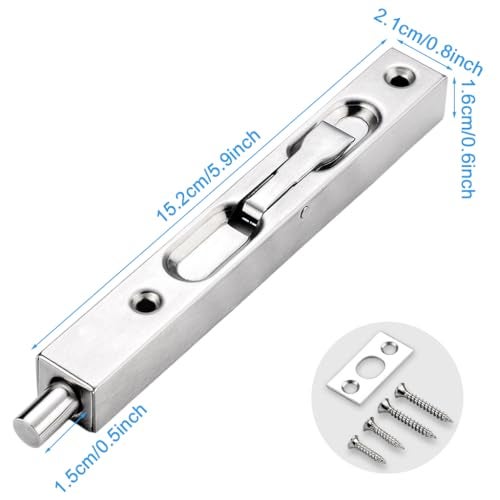 Serplex® 6 Inch Flush Bolt for Double Door, 304 Stainless Steel Flush Latch Bolts for Composite Wood Double Dummy Door Spring-Loaded Push Lever Bolt for Inactive Door Leaf, Double Doors & Cabinets - Image 2