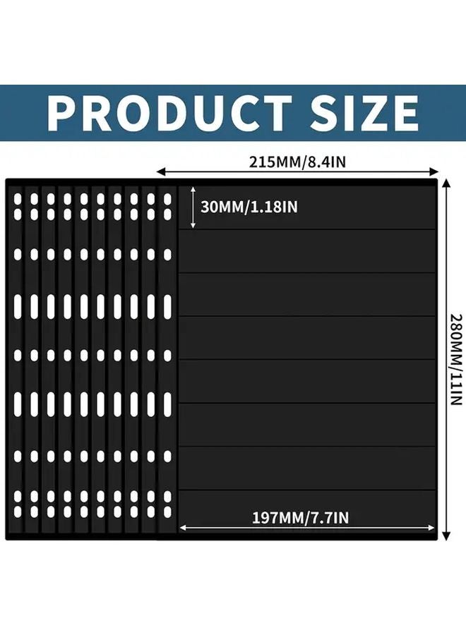 10 Pcs Double Sided 9 Hole Stamp Binder Pages 5 Rows Capacity PVC Material Black White Text - Image 4