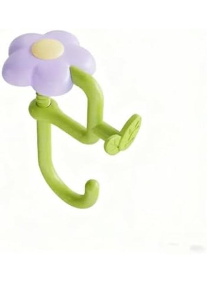 خطاف حقيبة الزهور، شماعة بدون حفر للمكتب، مشبك محمول لحافة الطاولة، منظم مثبت جانبي لمكتب الطلاب في الفصل (1 قطعة) - Image 1