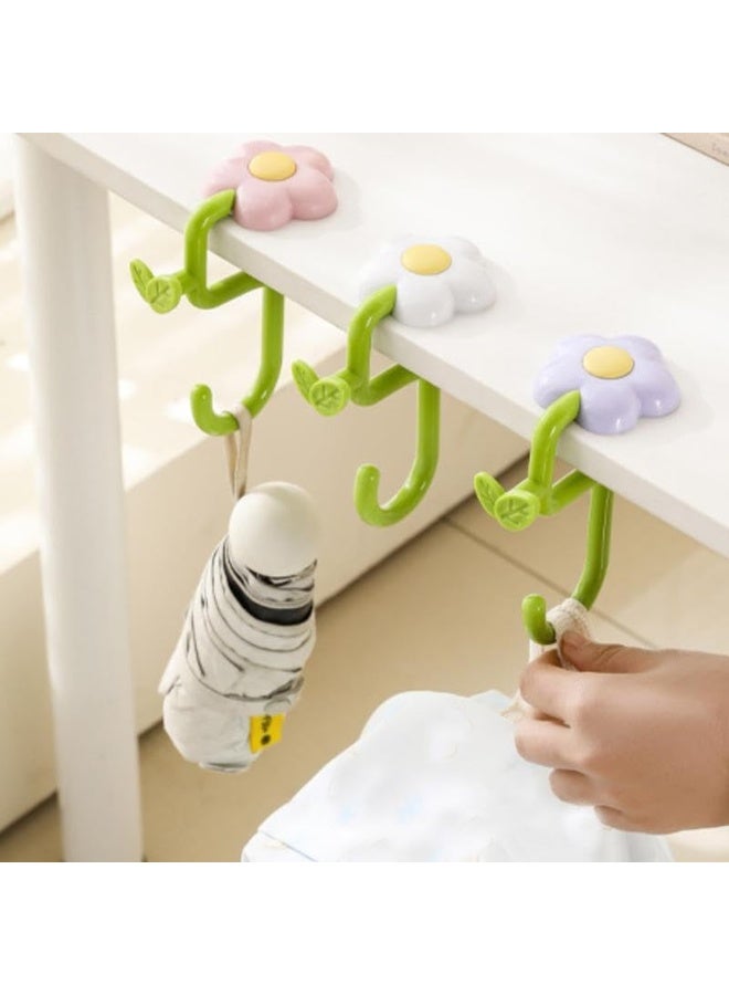 خطاف حقيبة الزهور، شماعة بدون حفر للمكتب، مشبك محمول لحافة الطاولة، منظم مثبت جانبي لمكتب الطلاب في الفصل (1 قطعة) - Image 2