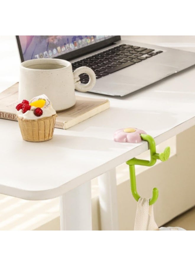 خطاف حقيبة الزهور، شماعة بدون حفر للمكتب، مشبك محمول لحافة الطاولة، منظم مثبت جانبي لمكتب الطلاب في الفصل (1 قطعة) - Image 4