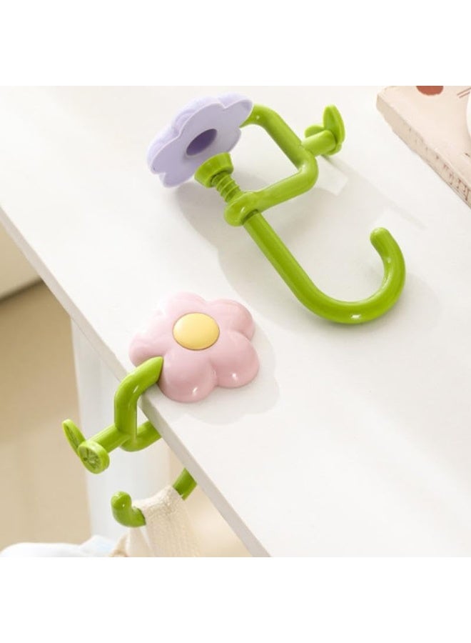 خطاف حقيبة الزهور، شماعة بدون حفر للمكتب، مشبك محمول لحافة الطاولة، منظم مثبت جانبي لمكتب الطلاب في الفصل (1 قطعة) - Image 3