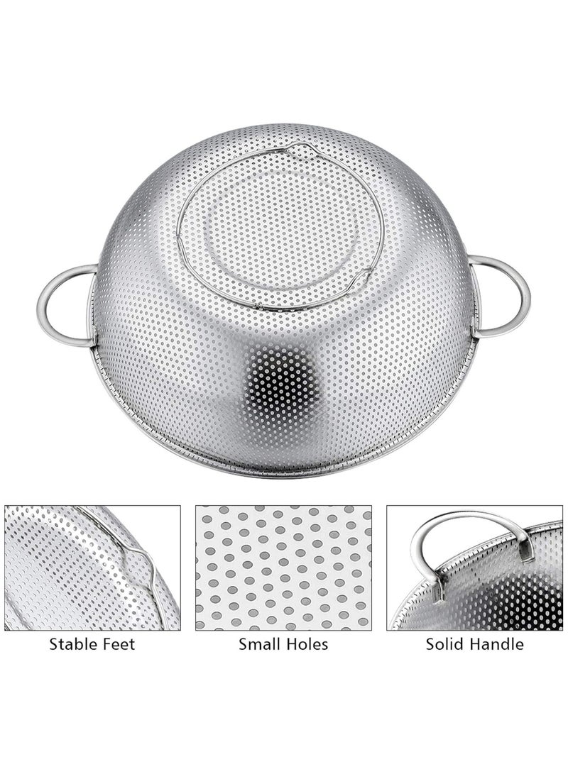 3-Piece Stainless Steel Colander with Fine Holes for Washing, Rinsing and Draining Fruit, Pasta and Rice, Heavy Duty and Dishwasher Safe, 28.5/25.5/22.5cm - Image 4