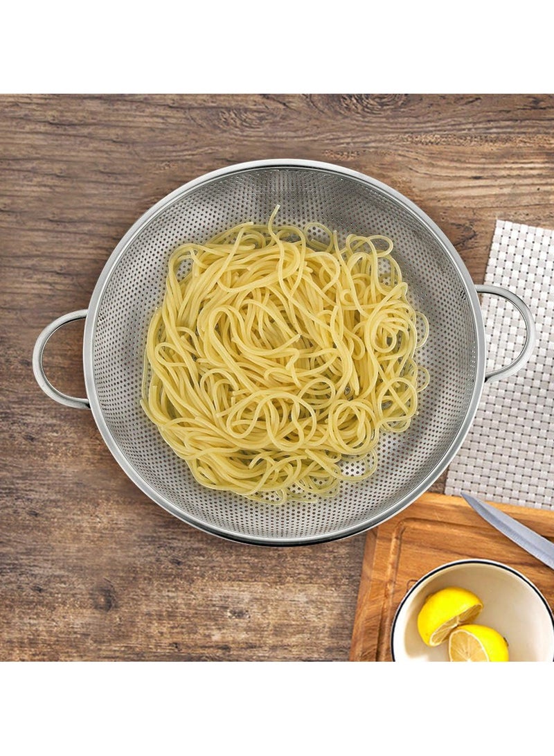 3-Piece Stainless Steel Colander with Fine Holes for Washing, Rinsing and Draining Fruit, Pasta and Rice, Heavy Duty and Dishwasher Safe, 28.5/25.5/22.5cm - Image 5