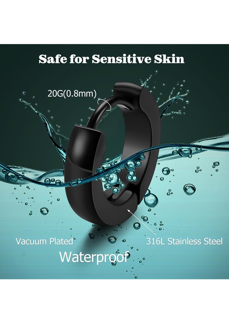 6 Pairs Stainless Steel CZ Stud Earrings for Women Mens Huggie Hoop Earrings Ear Piercing - Image 2