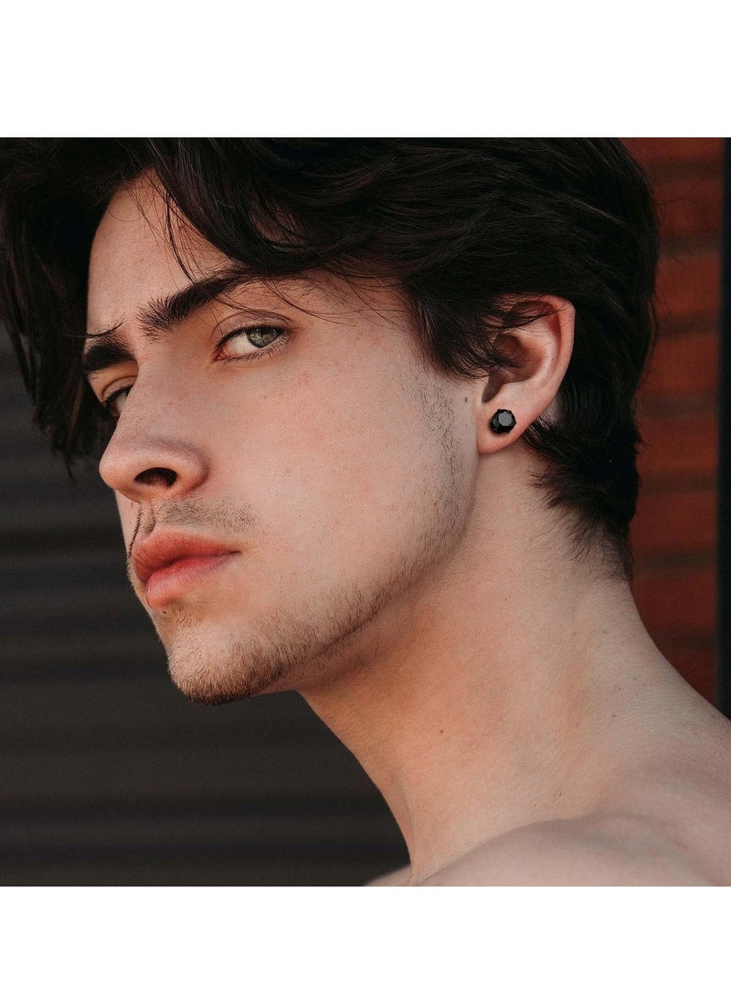 6 Pairs Stainless Steel CZ Stud Earrings for Women Mens Huggie Hoop Earrings Ear Piercing - Image 4