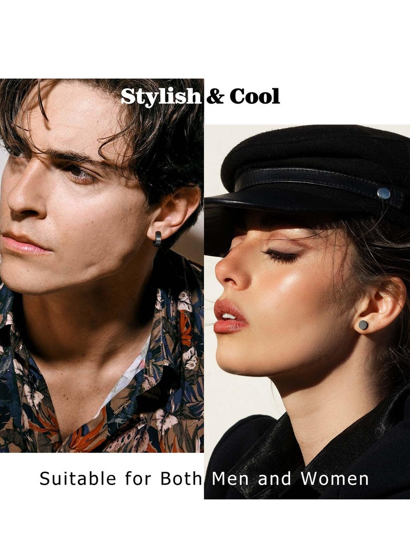 6 Pairs Stainless Steel CZ Stud Earrings for Women Mens Huggie Hoop Earrings Ear Piercing - Image 3