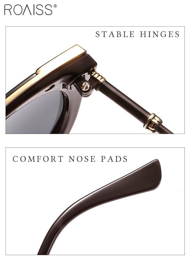 roaiss Women's Polarized Cat Eye Sunglasses, UV400 Protection Sun Glasses with Brown Frame Decorated with Stars Pattern, Fashion Anti-glare Sun Shades for Women with Glasses Case, 56mm - Image 4