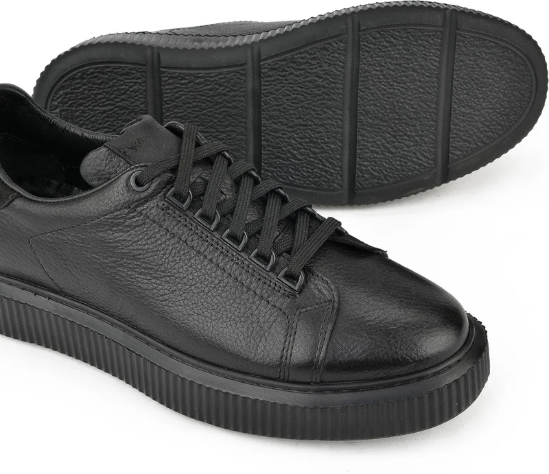 زيا , Men's Genuine Leather Sneaker 1331026Z2049 Black