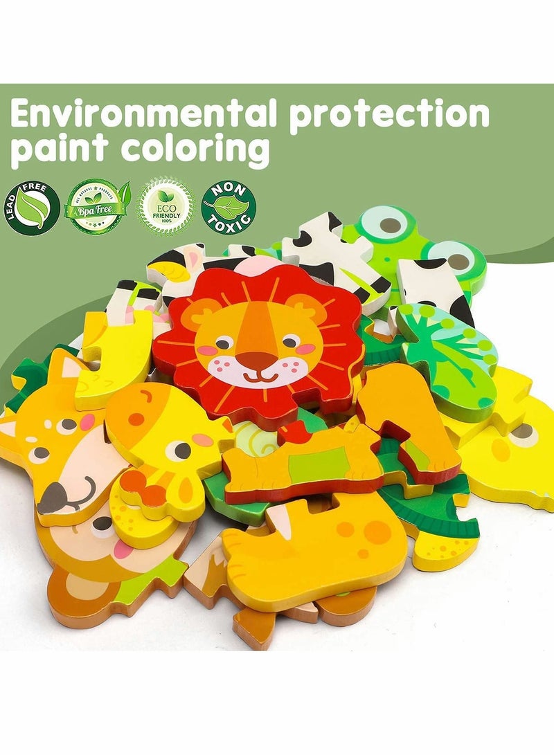 كاست ويف 8 عبوات من الألغاز الخشبية للأطفال الصغار - لعبة مونتيسوري على شكل حيوانات - ألغاز الصور المقطعة - هدايا تعليمية لمرحلة ما قبل المدرسة للتعليم المبكر للأطفال من سن 1 إلى 3 سنوات - Image 3