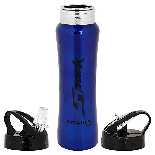 STRAUSS Spark Stainless-Steel Bottle | Leak-Proof Water Bottle | Water Bottle for Travel, Hiking, Trekking, Home, Office & School | Non-Toxic & BPA Free Steel Bottles | 750 ml,(Metal Finish Blue) - Image 4