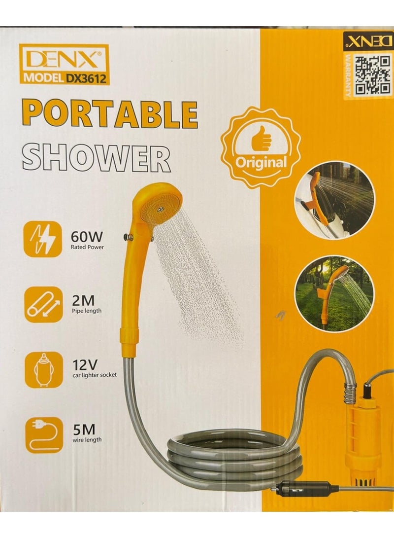 دينكس مجموعة دش كهربائية محمولة 12 فولت للسيارة والحيوانات الأليفة والكلاب والتخييم والسفر وغسيل السيارة ومضخة دش المشي لمسافات طويلة بقدرة 60 واط بضغط عالي من دينكس، DX3612 - Image 1