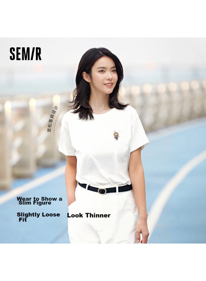 Semir Women's Short-sleeve T-shirt, Mid-length, Loose-fitting, Comfortable, Embroidered Top, 10932410007 - Image 1