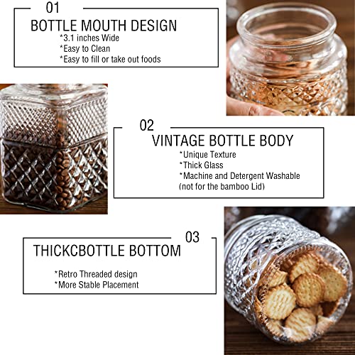 Prettidecor Large Glass Storage Jar, 60 FL OZ Glass Food Storage Containers with Bamboo Lid, Kitchen Containers Cereal Canisters Decorative Jar for Candy Snack Cookies Coffee Tea Nuts Airtight Jars - Image 2