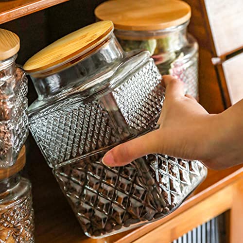 Prettidecor Large Glass Storage Jar, 60 FL OZ Glass Food Storage Containers with Bamboo Lid, Kitchen Containers Cereal Canisters Decorative Jar for Candy Snack Cookies Coffee Tea Nuts Airtight Jars - Image 4