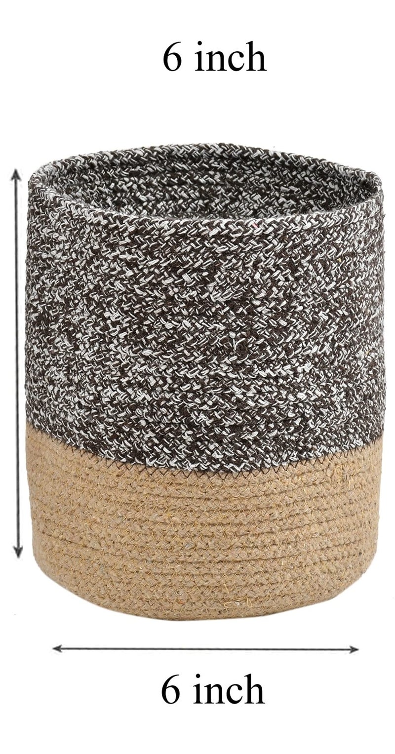 LaVichitra Braided Cotton Baskets | Planter Basket- Set of 2 (6 Inch), Coffee - Image 2