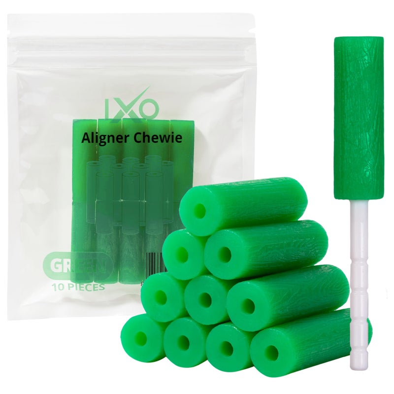 IXO Aligner Chewies for Invisalign Aligners - Chewies Invisalign Accessories - Aligner Chewies for Invisalign Trays, Orthodontic Chewies with 5 Aligner Seather Handles - 10 Seaters - Mint Scent - Image 1