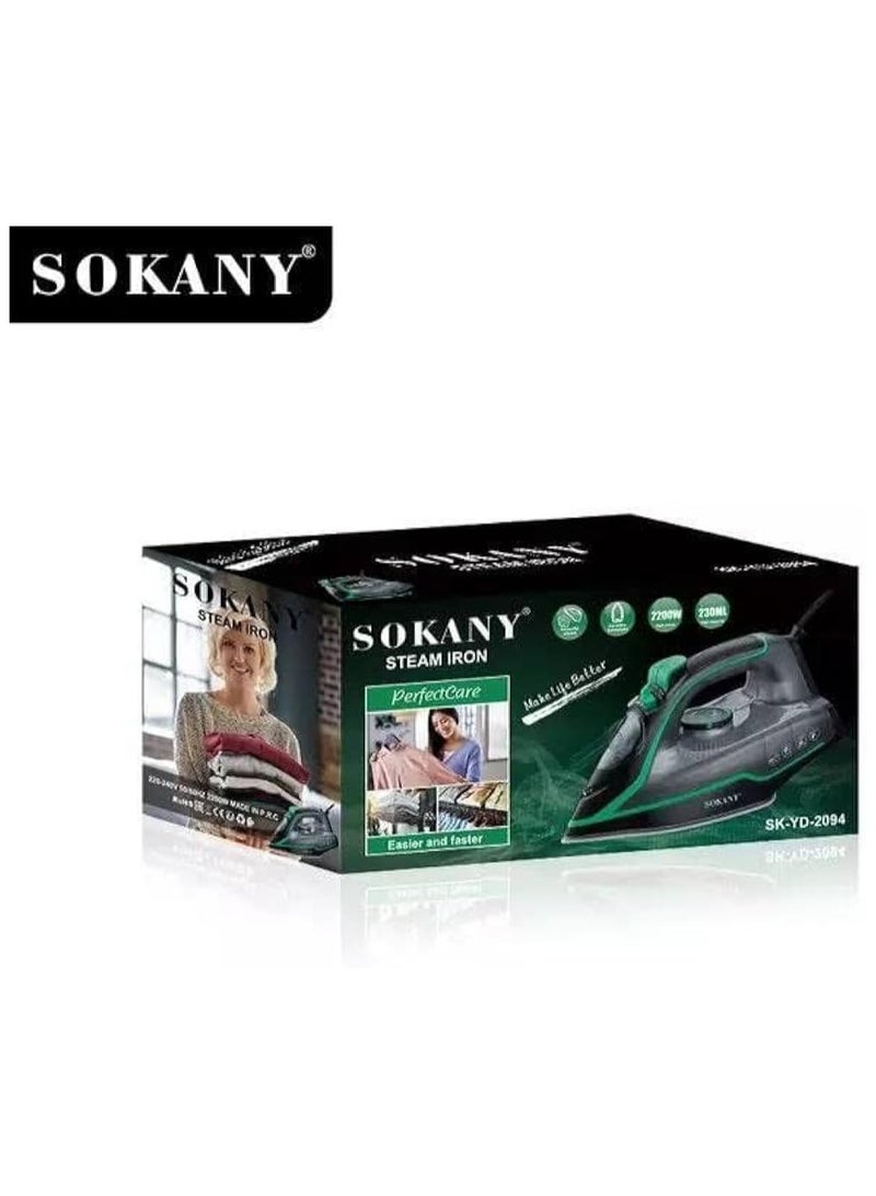 sokany Sokany Sk-Yd-2094 Steam Iron 230Ml Capacity Water Tank - green - Image 1