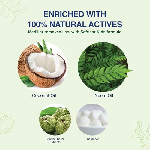 Mediker Anti Lice Combo, Anti lice Shampoo 50ml pack of 2 + Anti lice Oil + Lice Comb, 150 ml, Effective painless way of Lice removal, 100% Natural active with Coconut, Safe for kids - Image 3